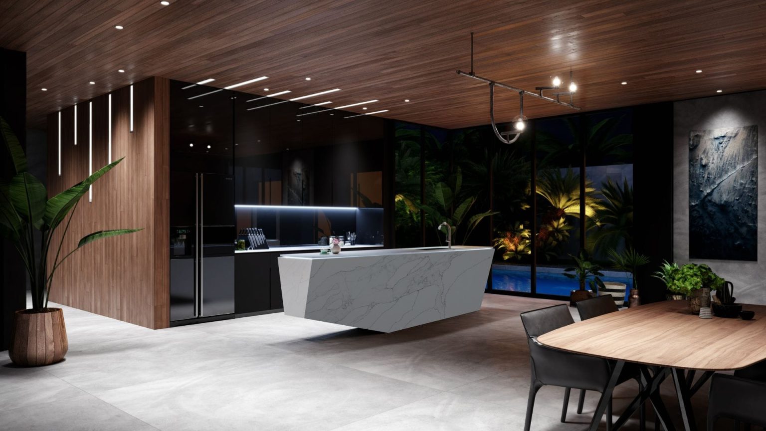 Cucina moderna con isola in pietra